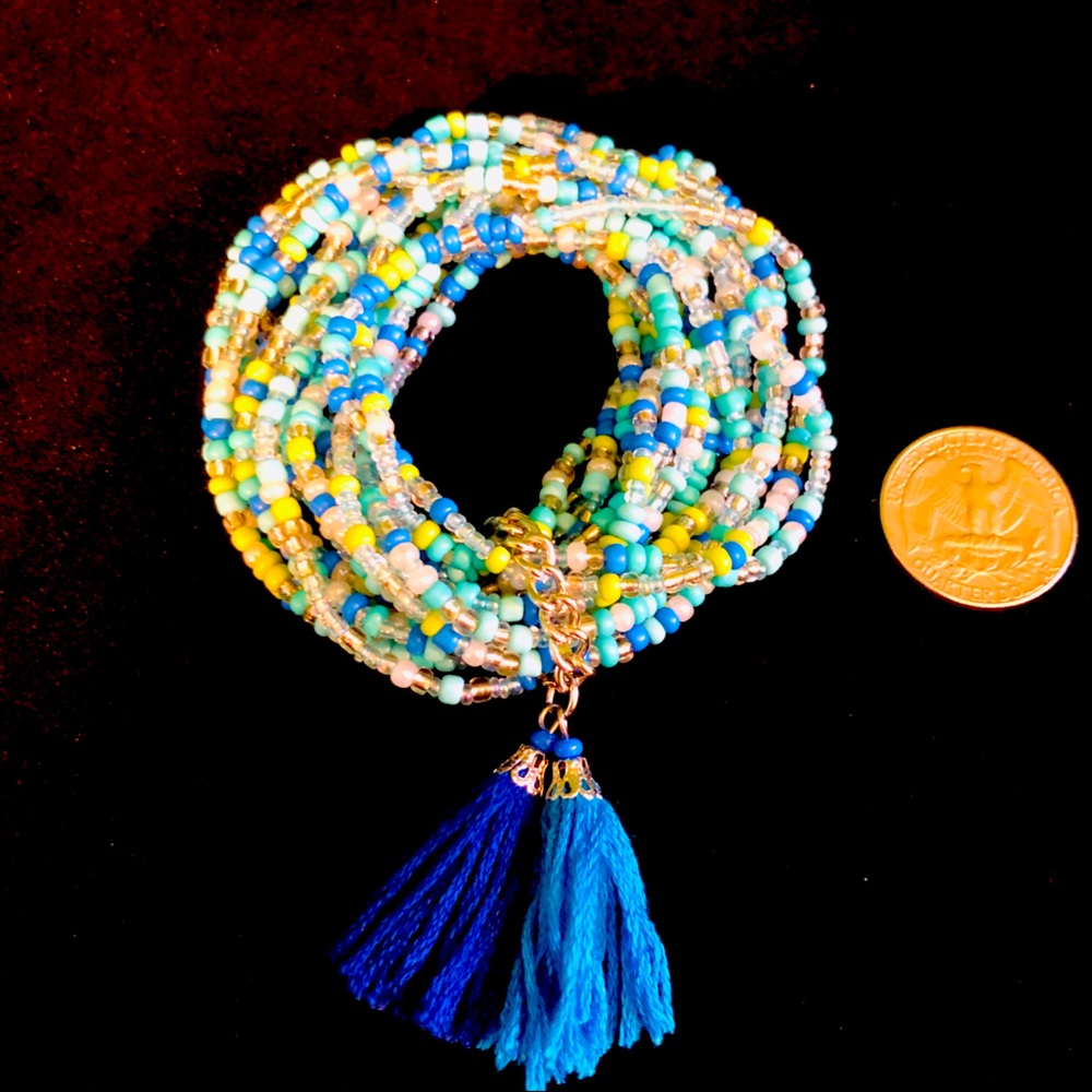 bebe - Beaded and Tassel Elastic Bracelet
